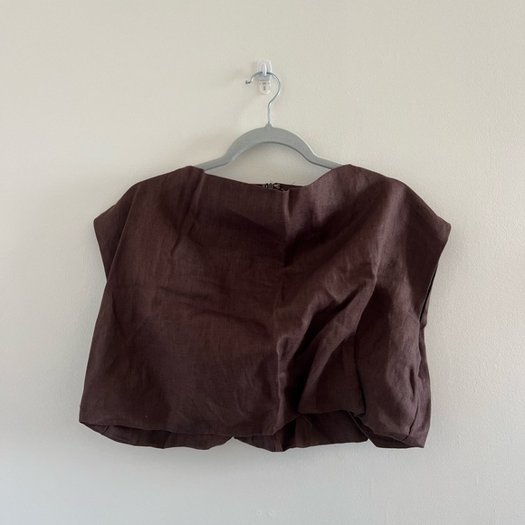 DISSH Amy Choc Linen Bubble Top - Picture 5 of 9